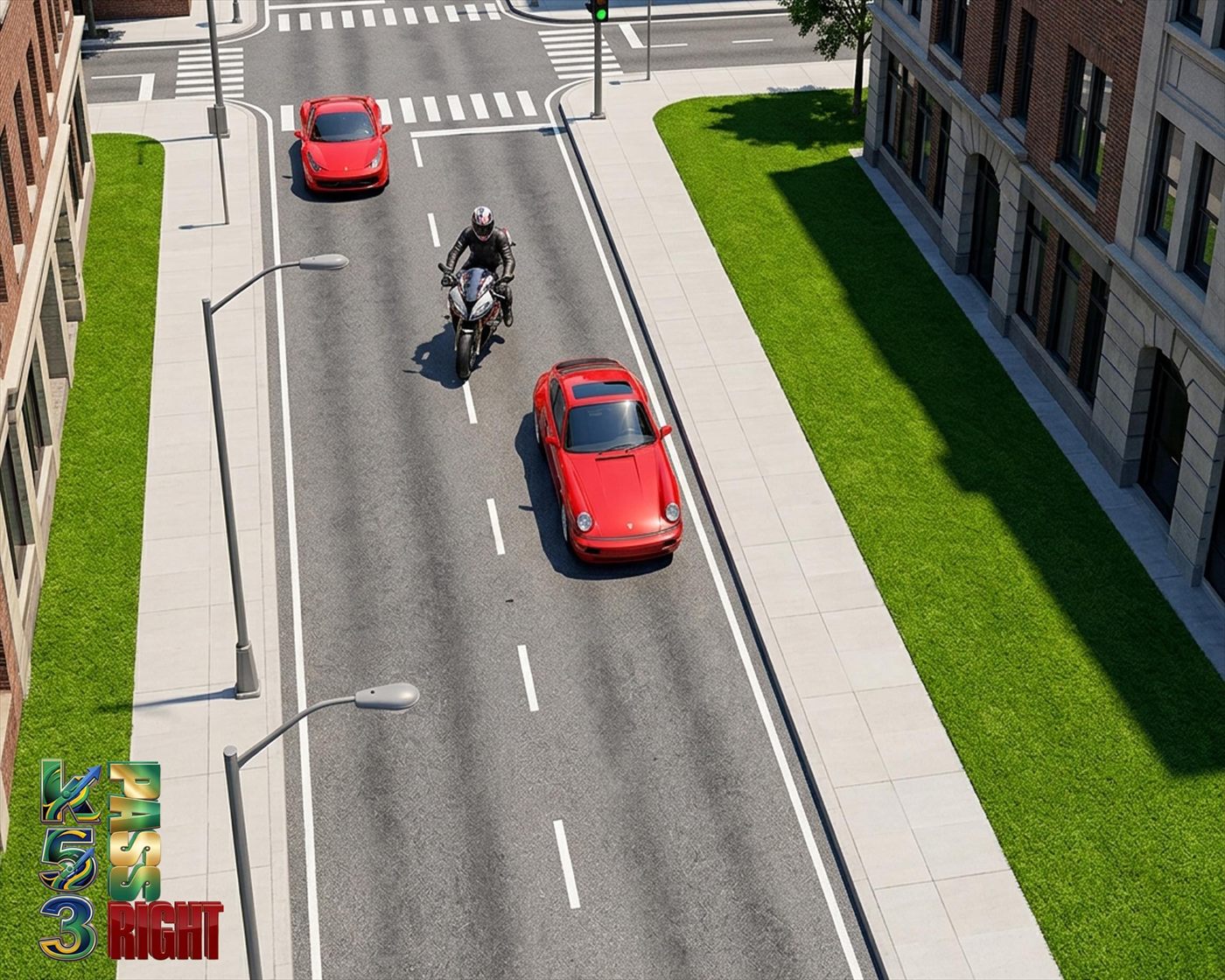 Motorcycle overtaking another vehicle on the road